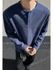 Camiseta Henley de Algodón para Hombre, Corte Holgado Casual, Tendencia Primavera y Otoño, Marca Trendy, Manga Larga