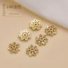 Chapado en cobre color oro de 18k con incrustaciones de circonita, toroide de 8 mm, toroide plano, accesorios de tapa de cuentas para collar hecho a mano DIY