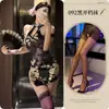 Cadena de Perlas Floral Visible Terciopelo Cuello Halter Cubre Cadera Cheongsam Sexy Deseo Puro Divertido Espalda Descubierta No Necesita Quitarse Tentación Traje Sexy