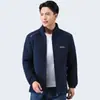 Jaqueta de Lã para Outono e Inverno Moletom Cardigã Masculino com Zíper Gola Alta Jaqueta Top de Lã Roupas para Homens de Meia-Idade e Idosos Roupas de Pai
