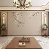 2025 Nuevo Estilo Mural de Papel Tapiz Estilo Chino de Flores y Pájaros para Sala de Estar, Pared de Fondo de TV, Sofá, Revestimiento de Pared de Dormitorio