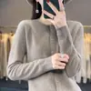 Abrigo de terciopelo Andy de color liso con cuello redondo estilo coreano, suelto, adelgazante, para ir al trabajo, hebilla sin costuras, cárdigan de punto para mujer