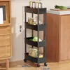 Estante de almacenamiento para huecos de cocina, estante de refrigerador multicapa ultraestrecho de pie con ruedas, estante de almacenamiento para el hogar, carrito utilitario para baño