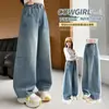 Pantalones para Niñas para Primavera y Otoño 2026 Modernos Pantalones de Mezclilla Rectos de Pierna Ancha para Niñas Mayores