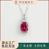 Joias Zhouhengfu Prata S925 Colar de Rubi Cultivado Diamante em Formato de Almofada Cravejado Corrente para Clavícula de Luxo Leve Fábrica de Origem