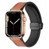 Adecuado para Apple Watch11S109 Hebilla Plegable Magnética Correa de Silicona y Cuero Se8/7/6/5/4
