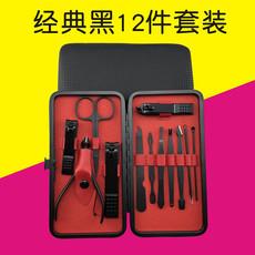 Fabricante de acero inoxidable negro juego de cortaúñas juego de belleza cortaúñas juego de cuchillos de pedicura 12 piezas
