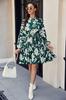 Foto real comércio exterior transfronteiriço moda feminina europeia e americana 2024 primavera Amazon estampa plissado amarração na cintura manga longa vestido