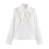 Camisa a Rayas con Corbata de Moño para Mujer Multicolores Cintura Delgada Manga Larga Camisa de Viaje Temperamento Ropa para Mujer Venta al por Mayor 4387220