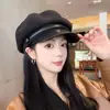 2025 Nuevo Sombrero Octagonal Maillard para Mujer Boina de Color Sólido Sombrero de Pintor Retro Otoño e Invierno Color Café