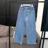 [em estoque] Jeans Ashe de bolso pequeno calça legging rasgada casual versátil versão coreana 2023 primavera novo