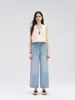 Verão 2026 Novo Estilo Fresco Algodão Lyocell Feminino Cintura Alta Soltos Emagrecedores Cropped Finos Jeans Calças de Perna Larga