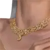 Estilo Europeu e Americano Indústria Pesada Luxo Leve Estilo Socialite Cor Champanhe Conjunto de Brincos e Colar Corrente Elegante de Clavícula Alta Moda