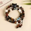 Fabricantes fornecem pulseira de cerâmica de liga novo estilo chinês feito à mão versátil estilo nacional pulseira de cerâmica de círculo duplo estilo étnico minoritário
