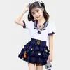 Conjunto de Ropa de Verano para Niñas Dulce y Lindo Ropa Infantil Mangas Abullonadas Falda de Pastel Conjunto de Dos Piezas Falda Corta de Verano