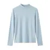 Camiseta Base Térmica de Lana Tencel para Mujer de Corte Ajustado con Cuello Alto, Versátil Top Interior Cálido de Polar con Cuello Semialto Otoño/Invierno, Amigable con la Piel