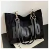 Bolsa de Gran Capacidad para Mujer 2025 Invierno Nuevo Bolso de Hombro Coreano con Letras Bolso Tote Casual Simple para Viaje y Uso Diario