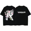 Camiseta Masculina de Manga Curta Solta Estilo Americano Retrô Representativa com Estampa de Monstro de Metal Lavado Velho Europeia e Americana