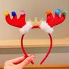 Diadema Navideña para Niños Santa Alce Tocado Vacaciones Trenza Diadema de Felpa Niña Lindo Accesorios para el Cabello