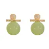 Pendientes de botón de perla con barra de metal, nuevos, elegantes, simples, de verano, diseño elegante, de lujo ligero, suaves, versátiles, para mujer
