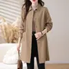 Abrigo de Longitud Media para Mujer 2026 Primavera/Otoño Nuevo Holgado Adelgazante Elegante Rompevientos Moderno