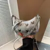 Bolso Pequeño de Cadena de Moda Francesa para Mujer, Nuevo Bolso de Hombro Plateado Versátil de Verano, Bolso Cruzado de Hombro con Mariposa