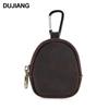 Billetera pequeña de cuero genuino, Monedero de cuero Crazy Horse, Bolsa multifuncional para guardar monedas y audífonos, Bolsa colgante pequeña de cuero Crazy Horse