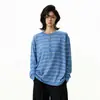 Camiseta chic de estilo coreano, rosa a rayas, de manga larga, protectora del sol, unisex, corte holgado y relajado, perfecta como capa exterior para el verano o para usar en ambientes con aire acondicionado
