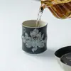 Taza de Maestro Cerámica Loto de Tinta Pintada a Mano Yanyan Estilo Chino Pura Artesanal Taza de Degustación de Té con Junta de Bambú Taza de Té para el Hogar Juego de Té Kung Fu