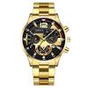 Reloj de Cuarzo para Hombre con Calendario de Banda de Acero de Venta Caliente Transfronterizo, Reloj de Cuarzo con Agujas Luminosas Deportivas, Reloj para Hombre