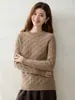 Ajuste relajado~suave y cómodo~suéter de cachemir de bebé para mujer, otoño/invierno, tejido de ochos, cuello redondo, corte holgado, color liso, suéter de punto