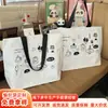 Bolsa tejida con estampado de LOGOTIPO personalizado de alta calidad, ecológica, de gran capacidad, para empaque, bolso de hombro tipo tote, bolsa de compras, publicidad de ropa