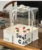 2025 Nueva Caja Transparente para Pastel de Cumpleaños Caja de Empaque 6 Seis Ocho 10 10 pulgadas Caja Elevada para Hornear Mismo Estilo que en Xiaohongshu