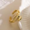 Anel Aberto Vintage Australiano Europeu Americano Moda Cobre Banhado Ouro 18K Zircônia Formato de Cobra Feminino Personalidade de Nicho Versátil Novo