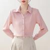 Camisa rosa de manga larga para mujer, ropa de trabajo, estilo profesional, estilo UGC, para entrevistas, ligera, estilo viento maduro, primavera y otoño, talla 25