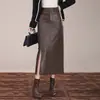 Falda recta de cuero PU con caída, corte ajustado, que se ciñe a la cadera, nueva falda elegante de longitud media para el otoño de 2026, falda de cintura alta para el trabajo