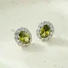 Brincos Ovais de Zircônia Colorida de Luxo Leve e de Alta Qualidade, Liga de Cobre Microincrustada com Zircônia, Pino de Prata S925, Brincos Exquisitos e Versáteis