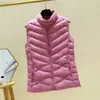 Novo Colete de Penas de Algodão Feminino Outono e Inverno Curto Casual Slim Gola Alta Jaqueta Espessada Sem Mangas Roupa Externa Algodão Waistoutwear