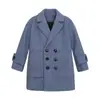 Abrigo de Lana para Niños 2025 Nueva Moda Estilo Coreano Abrigo de Invierno de Lana con Relleno de Algodón de Longitud Media con Solapas para Niños