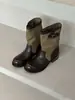 Botas western robustas estilo retrô britânico, botas femininas curtas, botas Martin, botas empilhadas plissadas, botas de montaria de cano médio