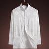 Traje Tang de primavera y verano para hombres de mediana edad y mayores, traje de papá de cuello alto de manga larga, camisa de talla grande de estilo chino, abrigo de otoño