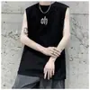 Nuevo estilo de comercio exterior transfronterizo para hombres de talla grande, corte holgado, talla grande, chaleco sin mangas estilo Hong Kong, de verano, cuello redondo, manga corta, moderno, ins