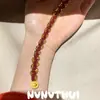 Pulseira Fio Vermelho Vajra Cravejada com Diamantes em Filigrana Tradicional, Nova Pulseira Vermelha Tecida à Mão com Contas Estilo Chinês para Amigos