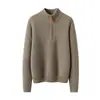 Otoño e Invierno Nuevo Suéter de Punto de Cachemira 100% Puro para Mujer con Media Cremallera, Cuello Alto, Grueso, Holgado, Suéter de Punto