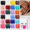 Caixa com Conjunto de Adesivos para Unhas Coloridos Sólidos de Média e Curta Duração, Franceses Foscos com Glitter, Pontas de Unha de Alta Qualidade Desgastáveis