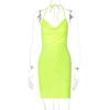Ropa de mujer europea y americana nueva primavera y verano 2022 estilo ins vestido corto halter sin espalda con lazo dividido para mujer