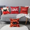 Día de San Valentín Gato Lindo Estampado de Letras Digitales Felpa Corta Decoración del Hogar Sala de Estar Funda de Cojín para Sofá Venta al por Mayor