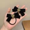 Vintage Terciopelo Amor Lazo Cuerda para el Cabello Femenino Elegante Diadema Pasador Dulce Pinza para Flequillo Pinza Lateral Accesorios para el Cabello Japoneses y Coreanos