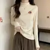 Camiseta Interior de Cuello Semi Alto De Rong para Mujer Otoño/Invierno Nuevo Estilo Coreano Adelgazante Versátil Manga Larga Ropa Interior Top Cálido Almacén Lightning