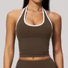 Nuevo Estilo Chaleco de Yoga con Cuello Halter y Ribete de Color Contrastante, Top de Yoga Ajustado, Sujetador Deportivo para Fitness al Aire Libre 4506